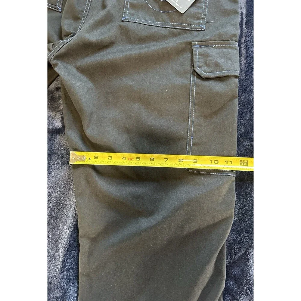 True Religion Cargo Pants Straight Leg Jet Black Blue Stitches Men's 30x33 NWT